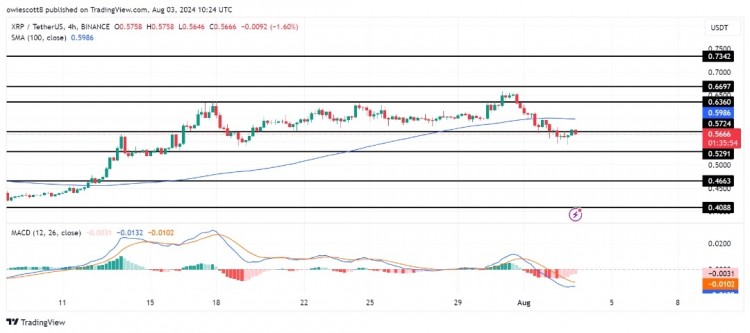 撑位，XRP价格急剧下跌。