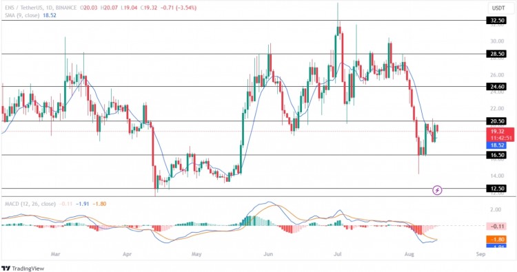 ENS 价格继续表现出喜忧参半的情绪，其估值不断出现暴涨暴跌。然而